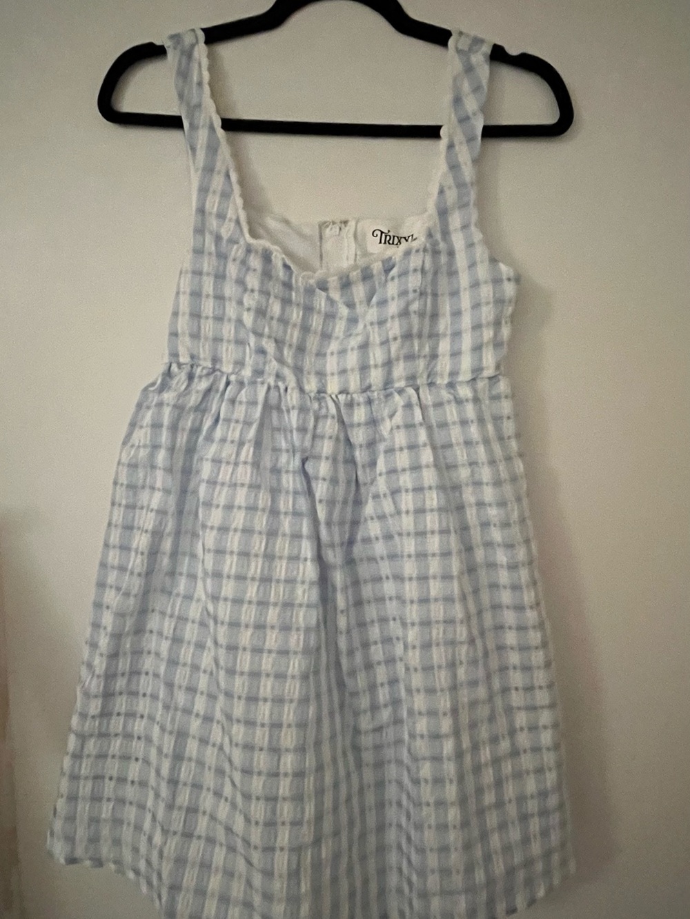 Trixxi/Marshall's White and Blue Gingham Mini Short Dress